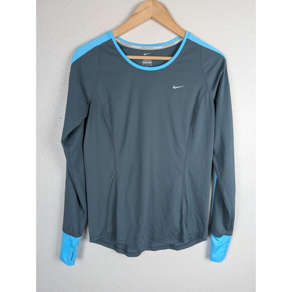 NIKE Running Women Sz M Athletic Long Sleeve T-SHIRT Pull over Crewneck 182 - Picture 1 of 9